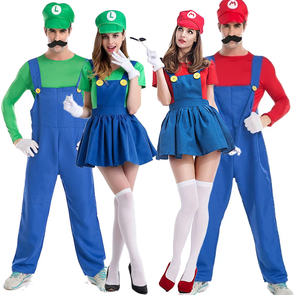 Party Games Mario - คู่ Super Brother ช่างประปากางเกงสําหรับสตรีและผู้ชายกลุ่มเกมเสื้อผ้าผู้ใหญ่ Unisex ปาร์ตี้ฮาโลวีน