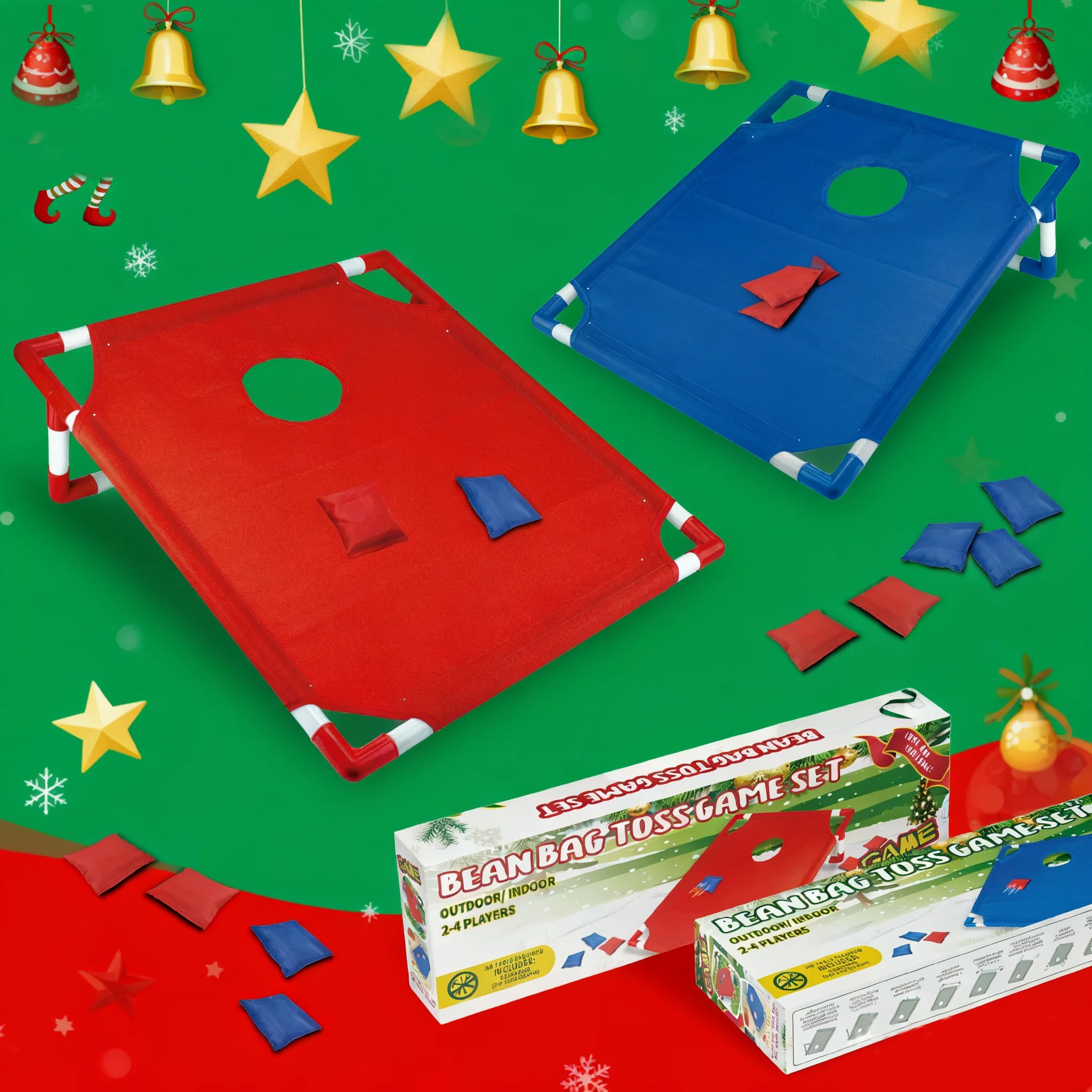 Cornhole Board Set - ชุดเกมคอร์นโฮลแบบพกพาพร้อมกระดานทนทาน 1 อันและถุงถั่วนุ่ม 6 ใบ –