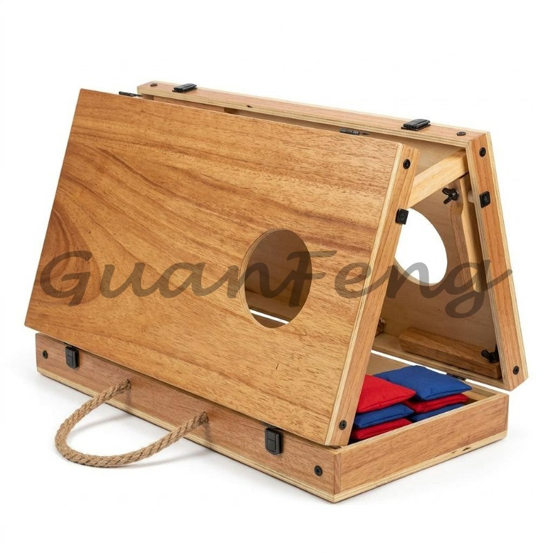 Cornhole Board Set - ชุดเกมคอร์นโฮลไม้พับได้ พร้อมถุงถั่วสำหรับเล่นในร่มและกลางแจ้ง
