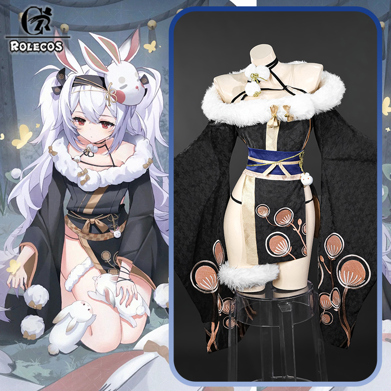 Party Games Bunny - ROLECOS เกมอาซูร์ เลน เอชเอ็มเอส ลาฟฟี่คอสเพลย์เครื่องแต่งกายผู้หญิงกระต่ายกี่เพ้าเซ็กซี่สง่างามปาร์ตี้ฮาโลวีนชุดเล่นบทบาท