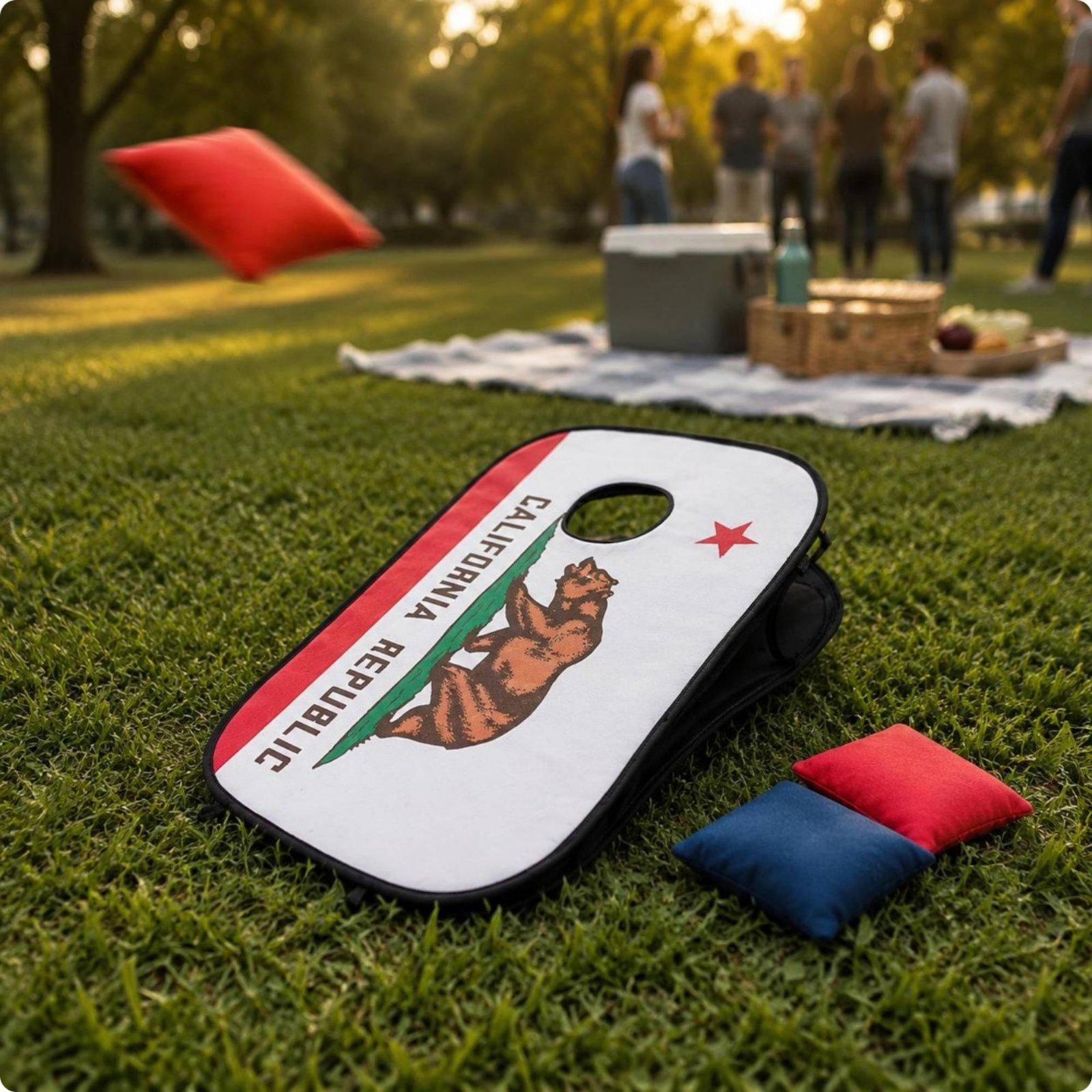 Cornhole Board Set - ชุดกระดานคอร์นโฮลแบบพับได้สำหรับเล่นในร่มและกลางแจ้ง ง่ายต่อการจัดเก็บ พร้อมถุงผ้าสำหรับโยน เหมาะสำหรับครอบครัว เด็ก และทีม