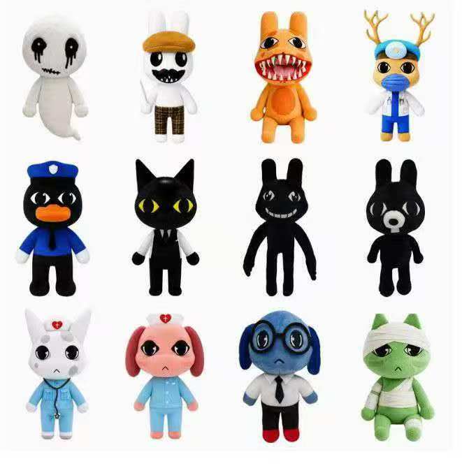 Party Games Bunny - ตุ๊กตาสัตว์น่ารักสไตล์สยองขวัญ ตุ๊กตาสุนัขสีฟ้า เพนกวิน กระต่าย ของเล่นตุ๊กตาสะสม ตัวละครจากเกม