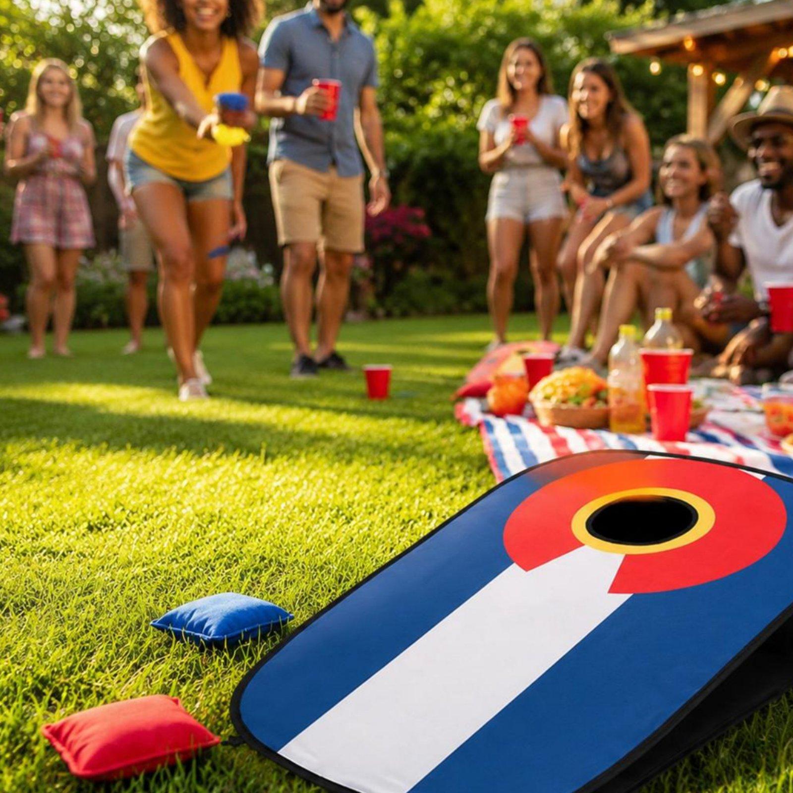 ชุดกระดานคอร์นโฮลแบบพับได้สำหร - Cornhole Board Set บทวิจารณ์และราคา
